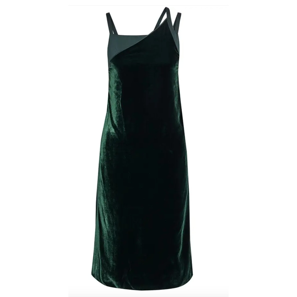 Helmut Lang Satin Paneled Velvet Dress Forest Green Size 4